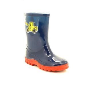 StormWells Boys Puddle Digger Rain Boots / Navy Blue/Red